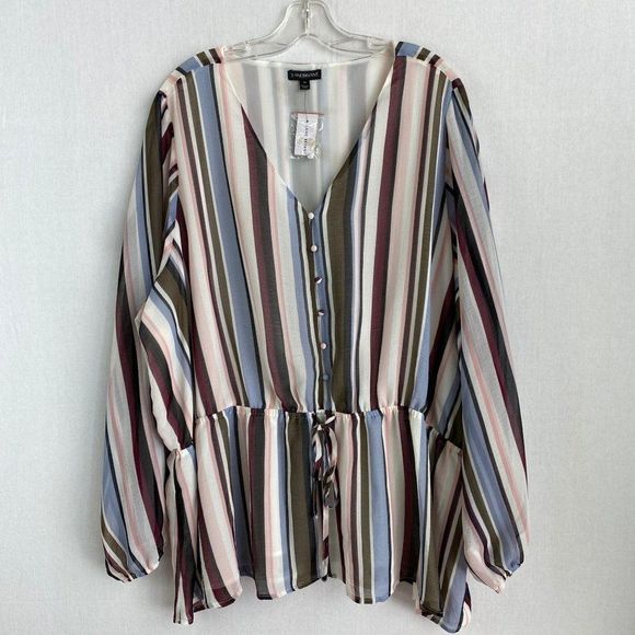 LANE BRYANT Colorful Stripe Blouse NWT - Picture 1 of 8